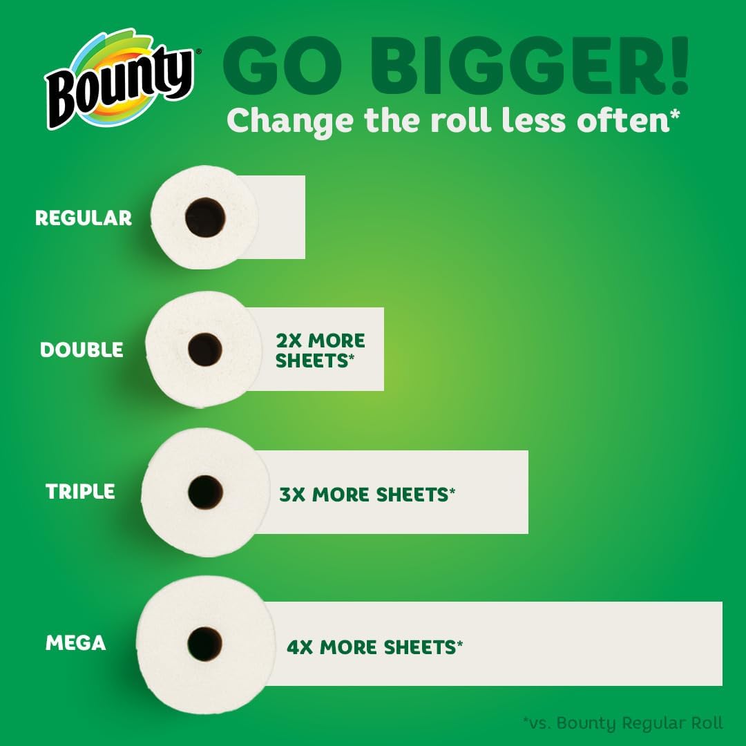 Bounty Select-A-Size Paper Towels, White, 2 Triple Rolls = 6 Regular Rolls (Pack of 1)