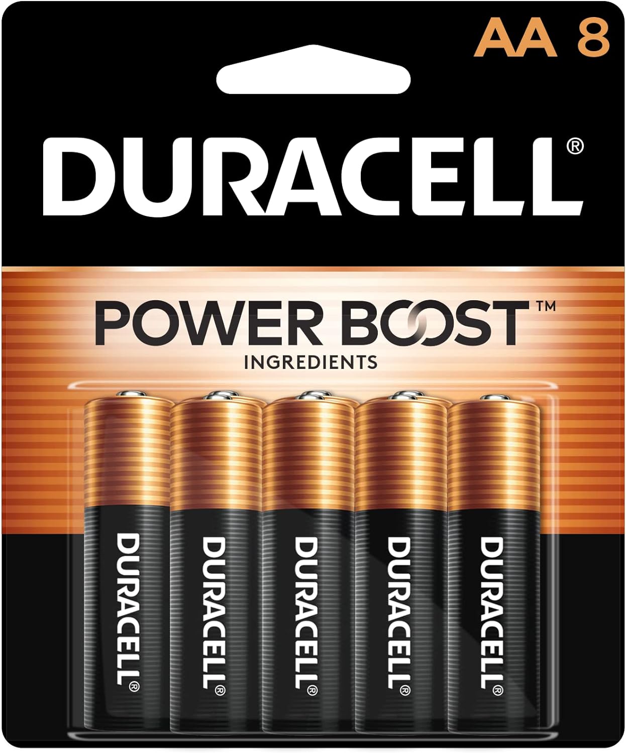 Duracell Coppertop AA Batteries with Power Boost Ingredients, 8 Count Pack Double A Battery with Long-lasting Power, Alkaline AA Battery for Household and Office Devices