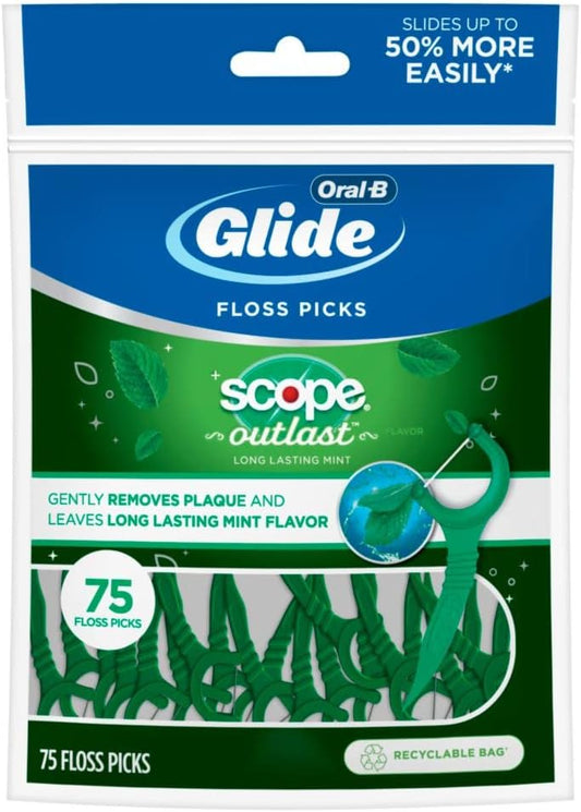 Oral-B Glide Complete with Scope Outlast Mint Flavor Floss Picks 75 Count