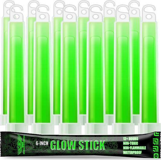 EVERLIT Survival Emergency Glow Sticks- 6 Inches Light Sticks for First Aid Kit, Survival Kit, Camping, Hiking, Outdoor, Disasters, Emergencies Up to 12 Hours Duration… (12 Pack, Green)